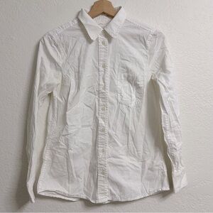 Gap White 100% Cotton Long-Sleeve Button-Up Shirt, Size XS